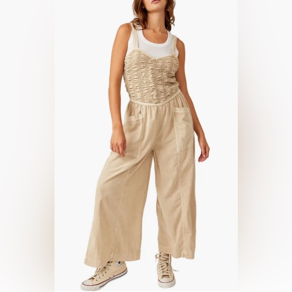 123. NWT Free People Forever Always Cotton Wide Leg Jumpsuit - Picture 8 of 10